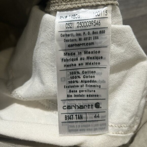 NWT Carhartt Shorts Size 44 Loose Fit Canvas Utility Work Short B147 Tan - Picture 5 of 7